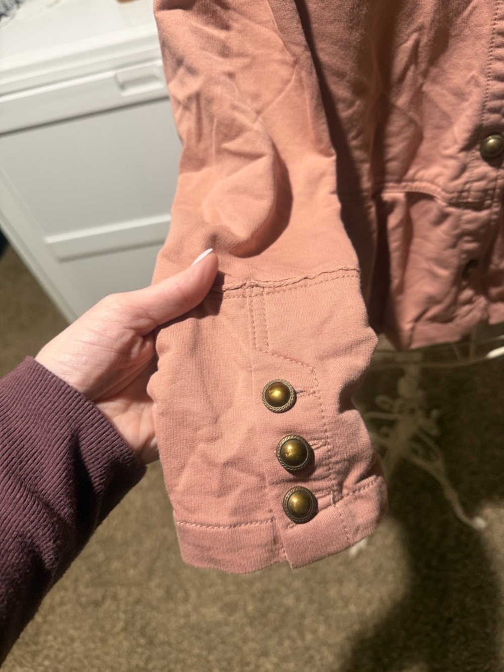 Maurices Pink Ruffle-Hem Knit Military Jacket - Picture 5 of 8